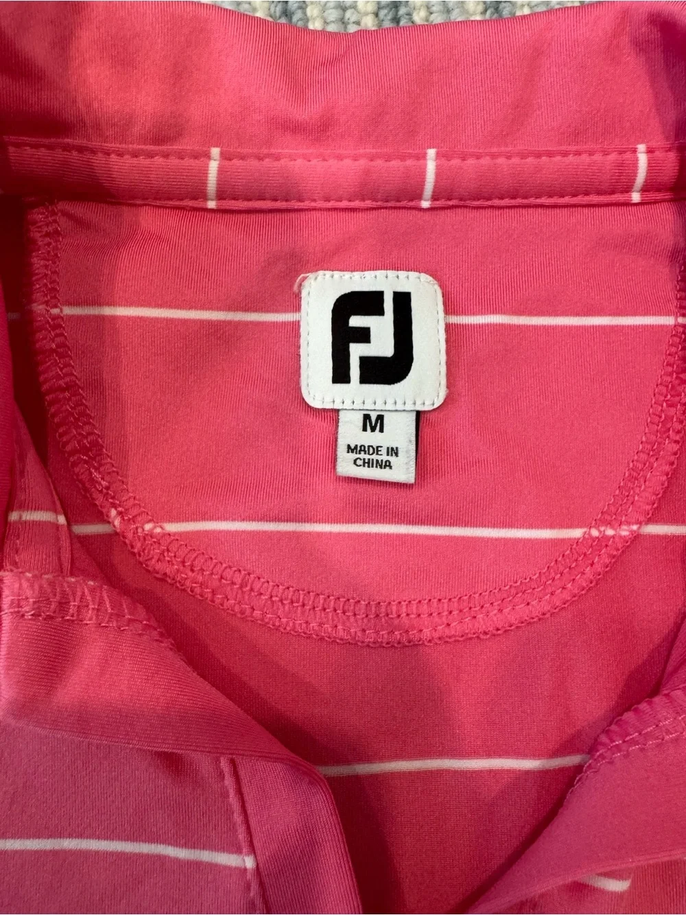 FootJoy Pink and White Striped Sleeveless Golf Polo